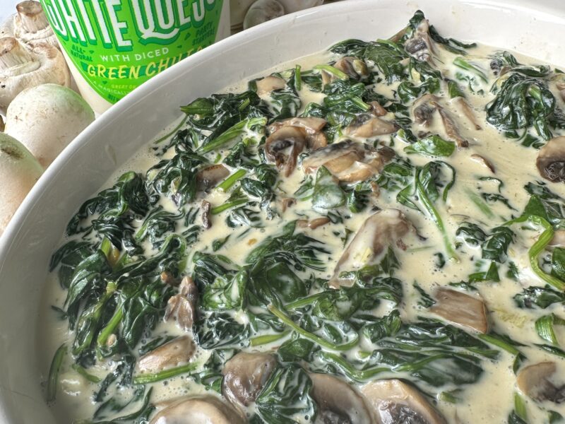 Queso Spinach and Mushrooms