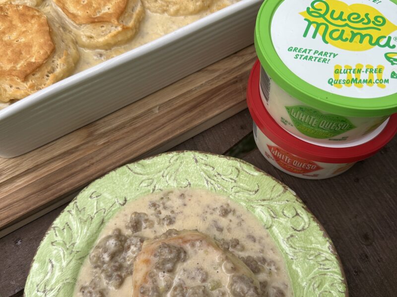 Queso Mama Sausage Gravy Casserole