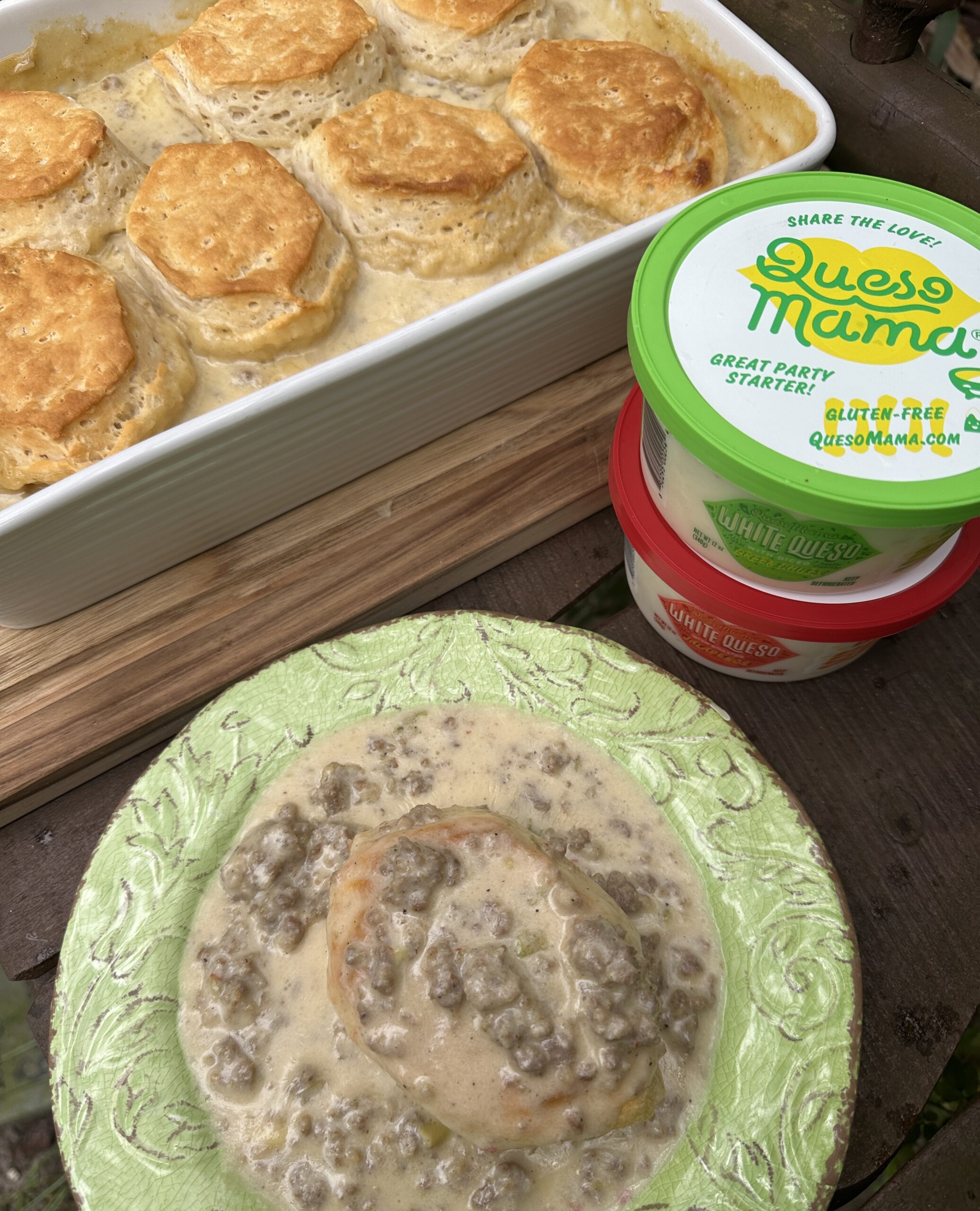 Queso Mama Sausage Gravy Casserole